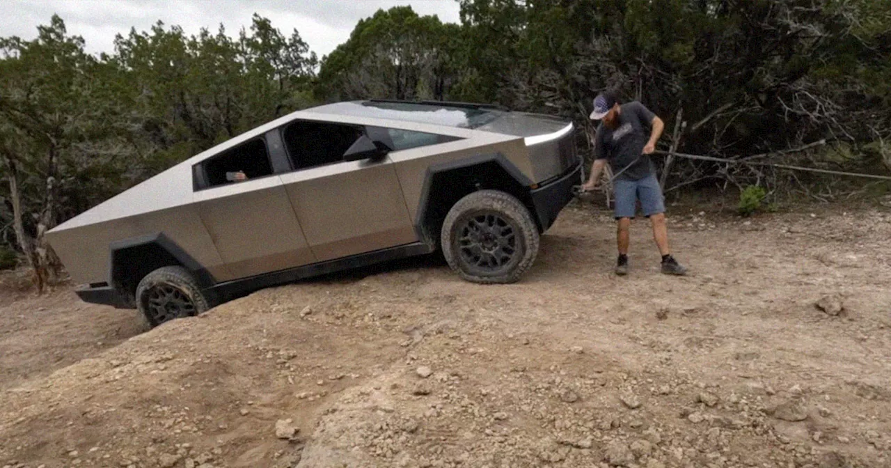 Cybertruck Gets Stuck on Hill, Crashes Into Tree