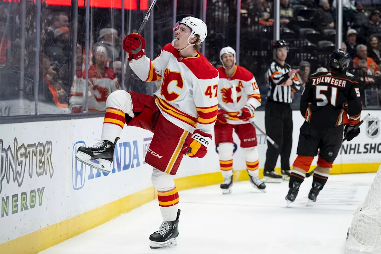 Kuzmenko’s hat trick leads Flames to 6-3 victory over Ducks