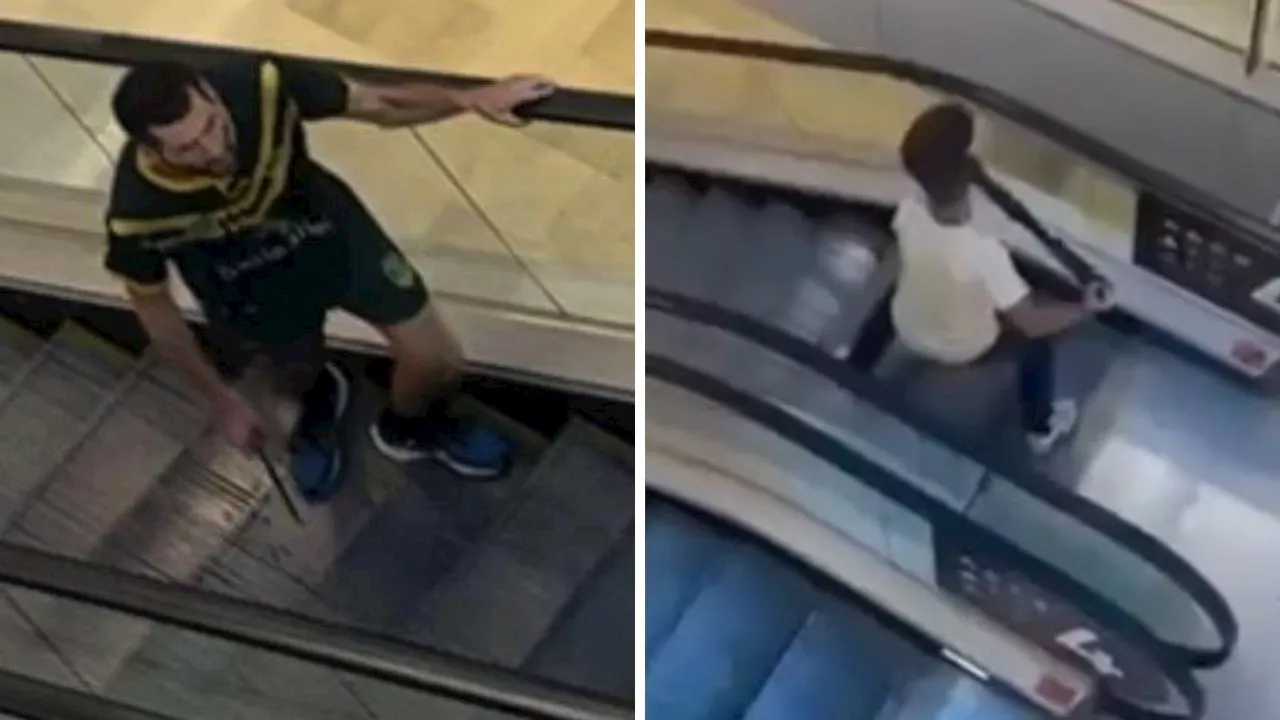 Hero fights off attacker on escalator