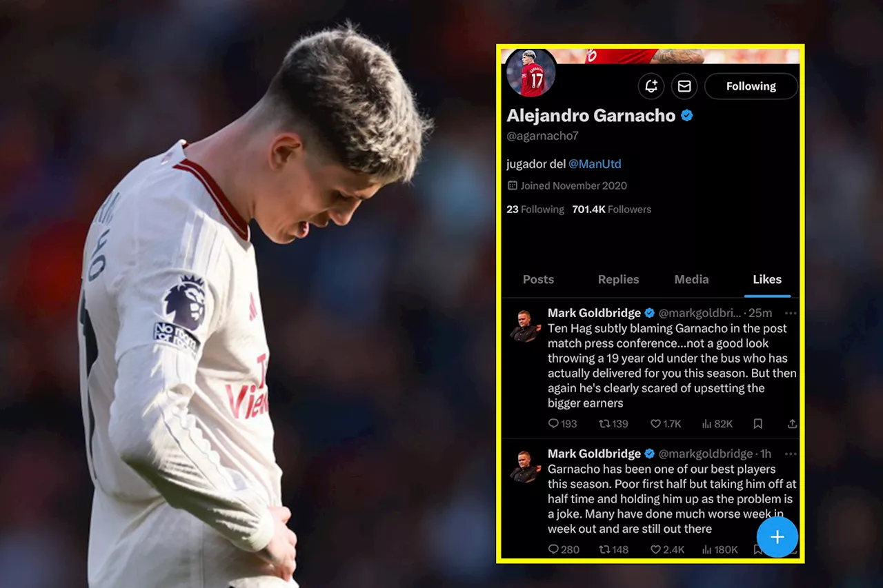 Manchester United star Alejandro Garnacho risks wrath of Erik ten Hag with social media activity following...