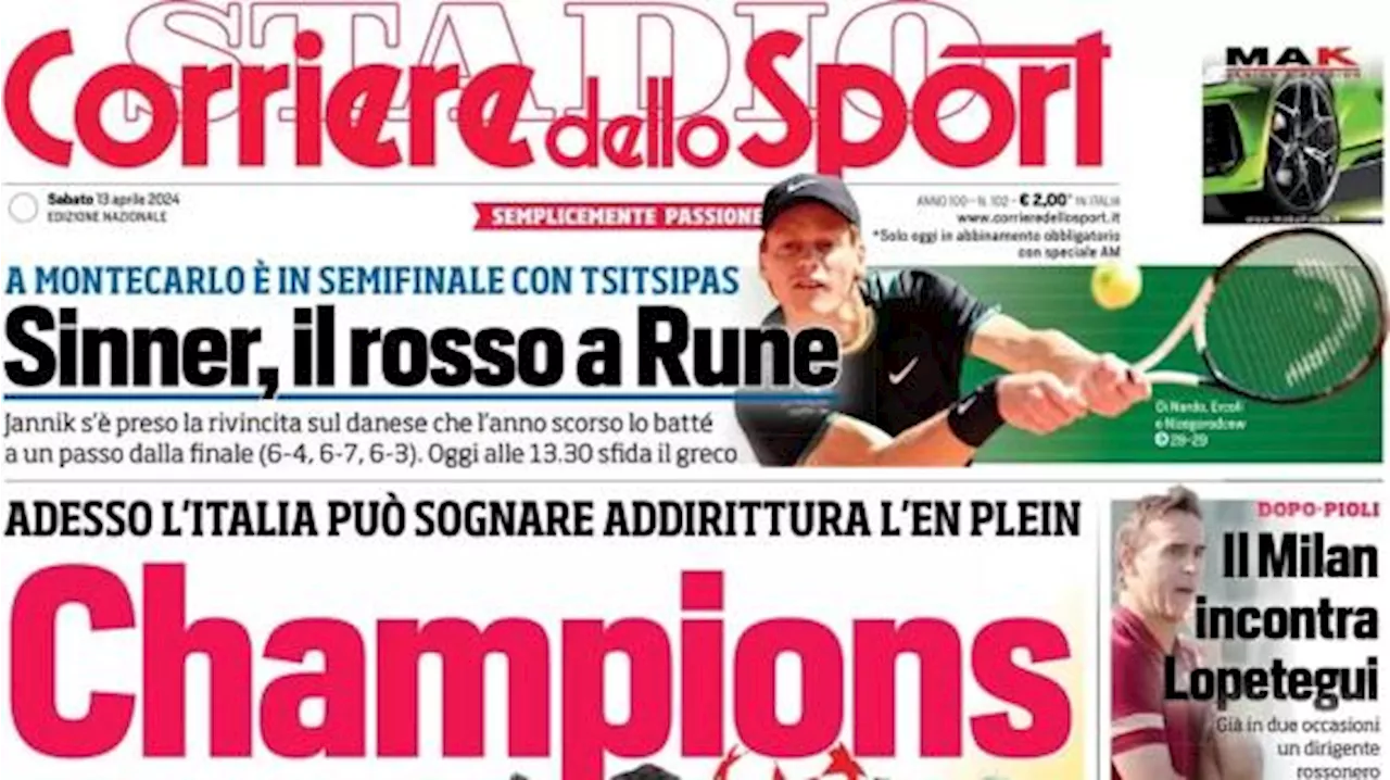 Il Corriere dello Sport apre: 'Champions per sei, l'Italia può sognare l'en plein'