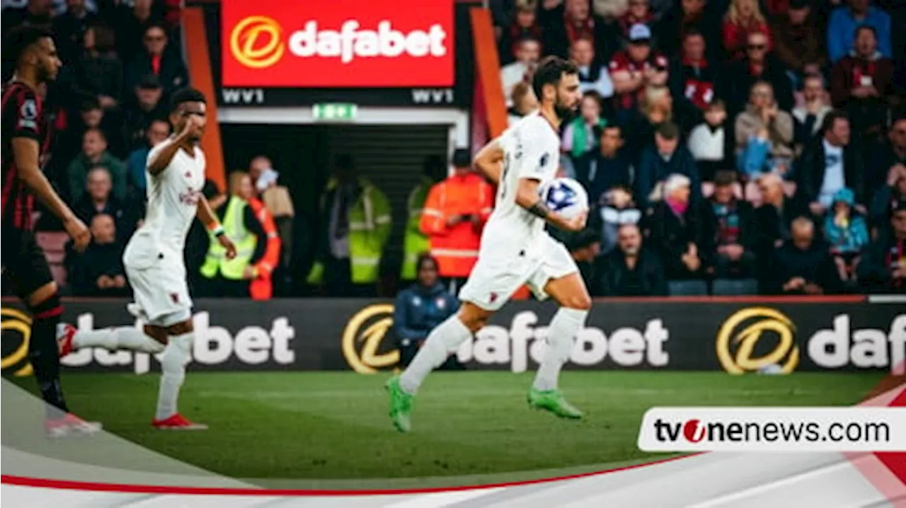 Hasil Liga Inggris 2023/2024: Penalti Bruno Fernandes Selamatkan Manchester United dari Kekalahan Kontra Bournemouth