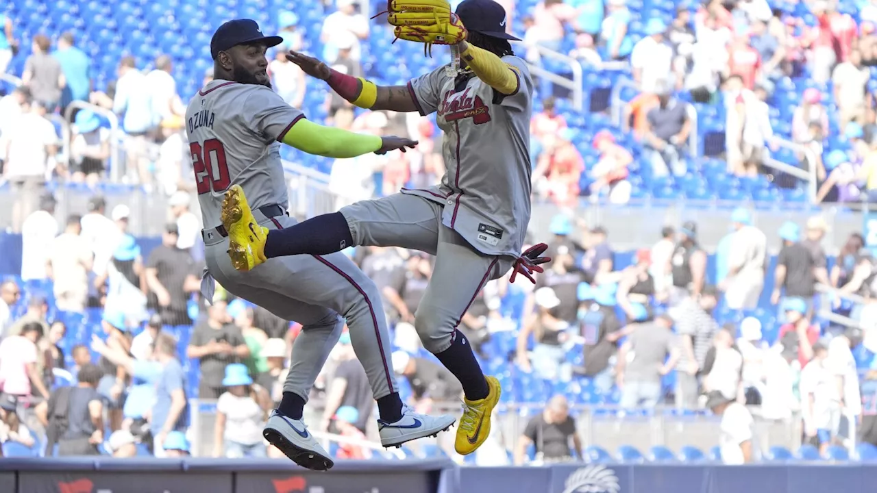 Ozuna's 3-run home run off Scott in 9th lift Braves over Marlins 9-7