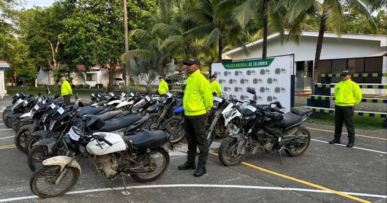 Golpe al Clan del Golfo: Policía recupera 20 motocicletas robadas en el Urabá antioqueño y chocoano