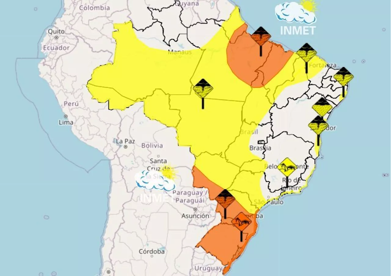 Sul do Brasil tem alerta para chuvas volumosas e ventos intensos até terça-feira