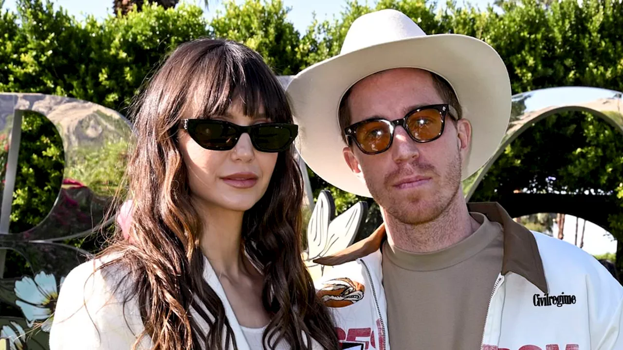 Nina Dobrev and boyfriend Shaun White are loved-up as they match in white for Revolve Festival...