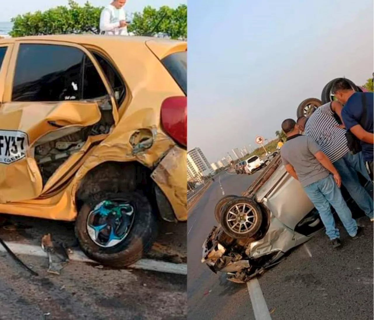 Video: fuerte choque entre taxi y carro particular frente a Cielo Mar