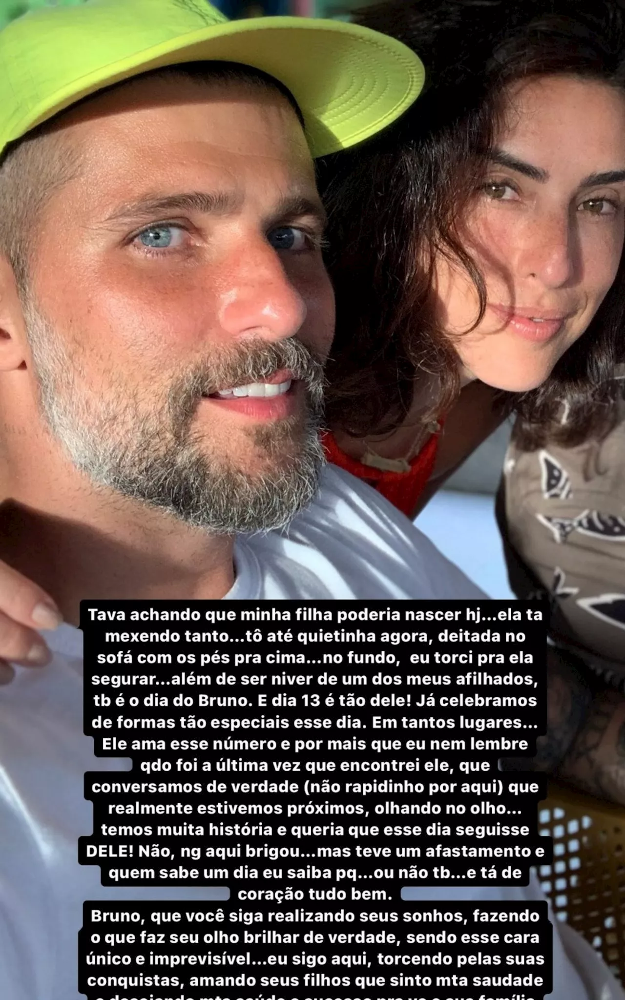 Fernanda Paes Leme parabeniza Bruno Gagliasso, mas lamenta afastamento: 'Sinto muita saudade'