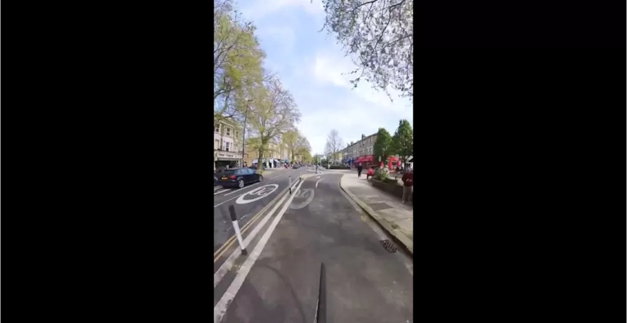Jeremy Vine rides penny-farthing along cycle lane... gets blocked off by a driver who ignored cyclist priority