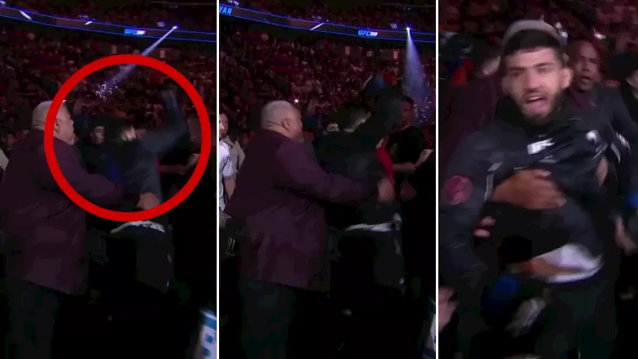 Arman Tsarukyan appears to punch fan during walkout at UFC 300