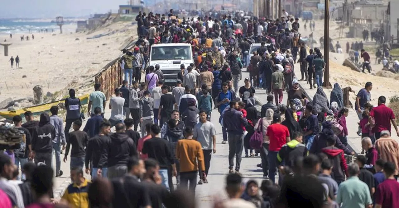 Thousands of displaced Palestinians brave Israeli fire to trek home to northern Gaza