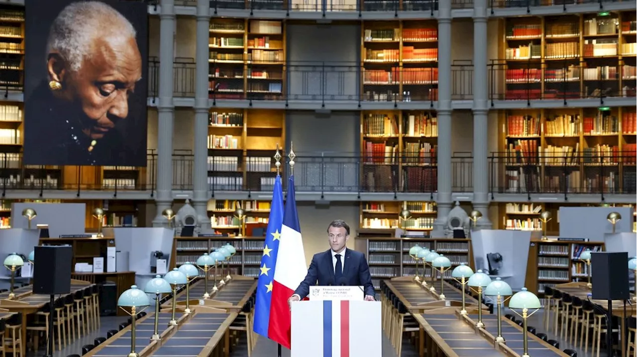 Emmanuel Macron rend hommage à Maryse Condé à la Bibliothèque nationale de France