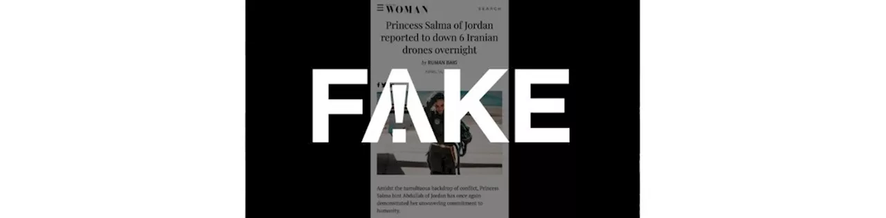 É #FAKE que princesa Salma, da Jordânia, relatou em revista ter derrubado 6 drones iranianos