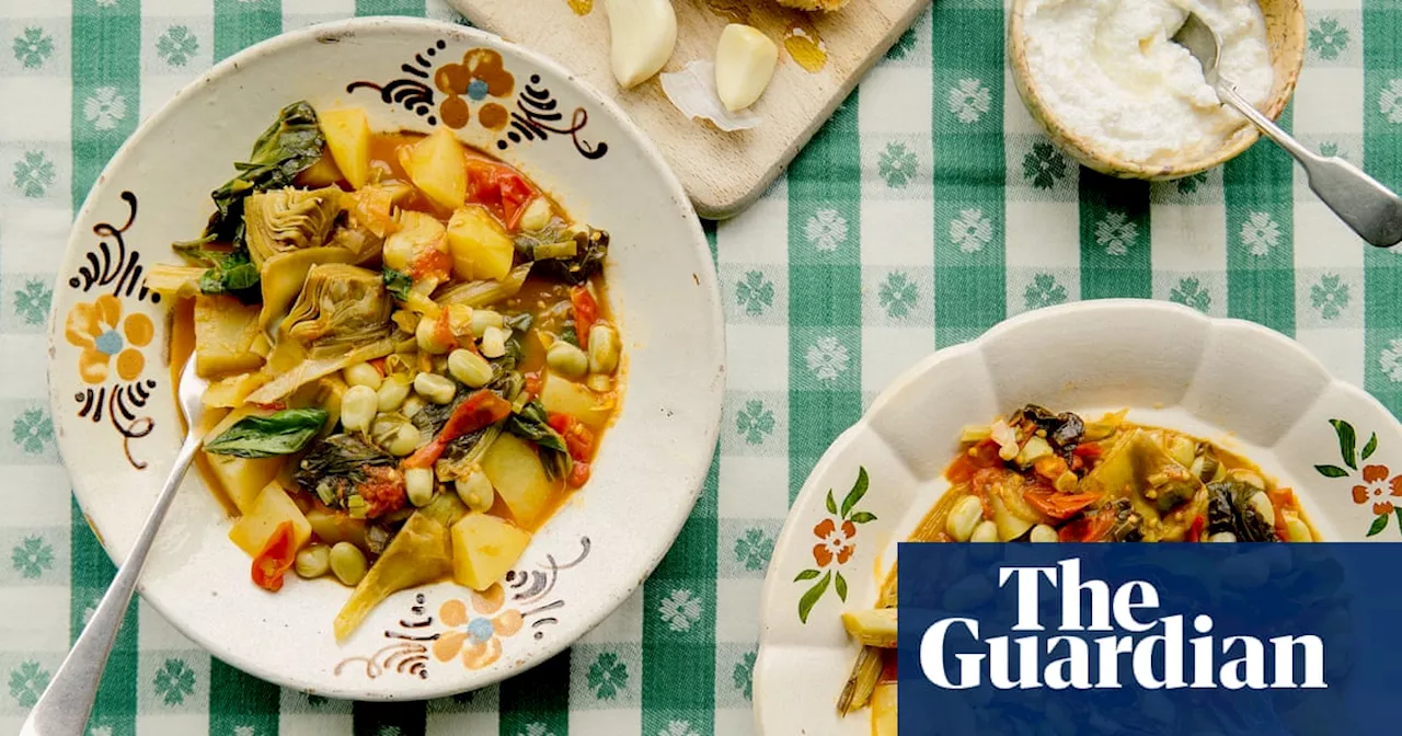 Rachel Roddy’s recipe for scafata, or Roman spring vegetable stew