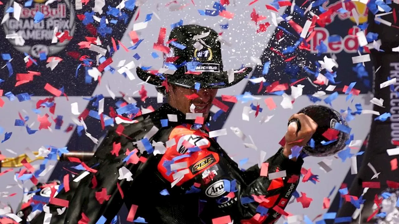 Maverick Vinales Celebrates Victory at MotoGP USA