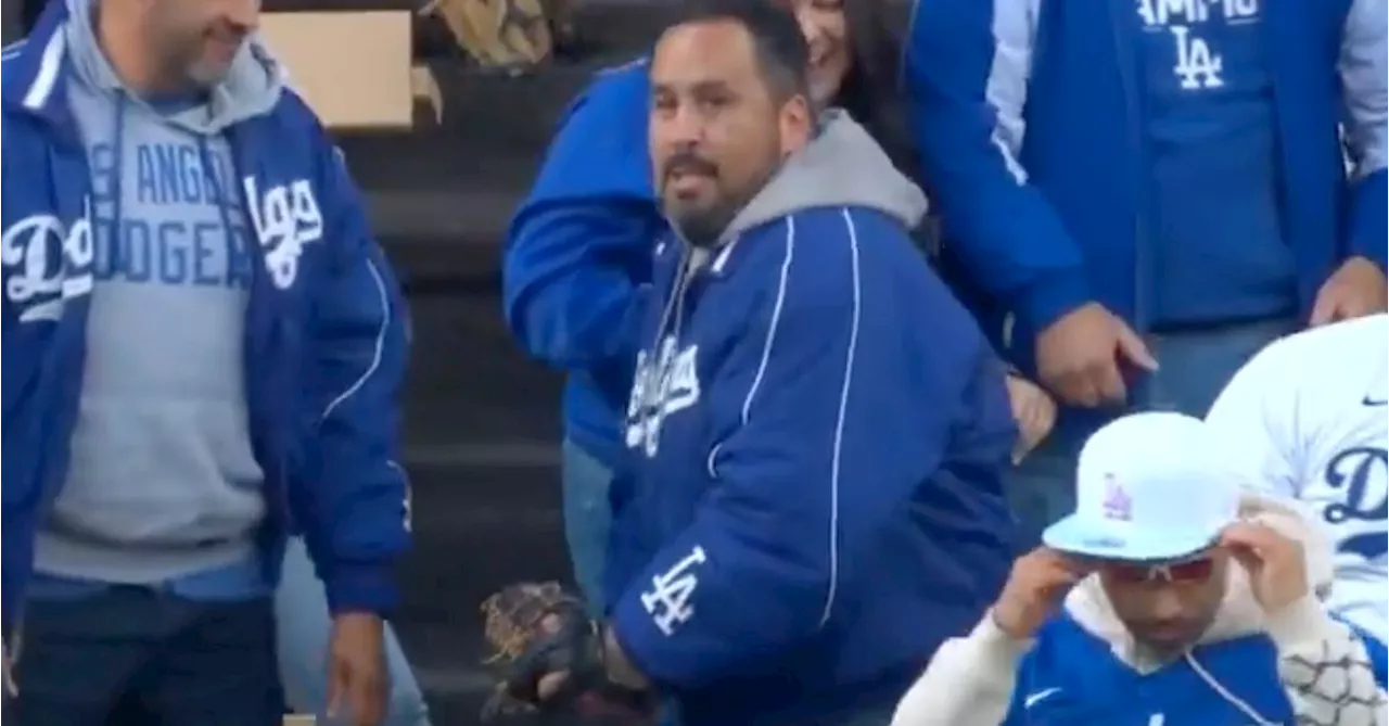 Dodgers Fan Gets Caught On Camera Pulling Off Slick Baseball Trick