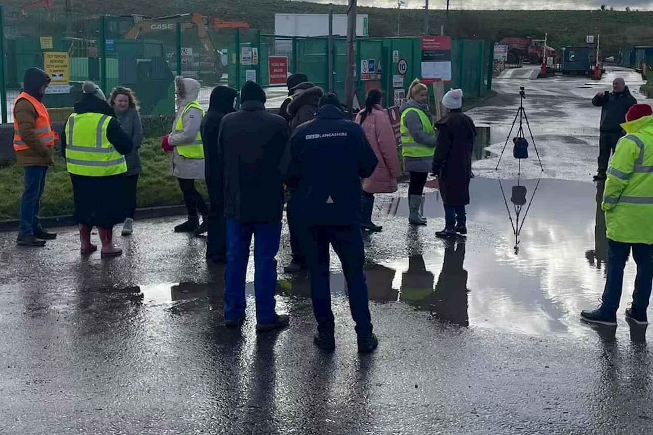 Fleetwood landfill site protest 'Stop the Stink' under way in Jameson Road