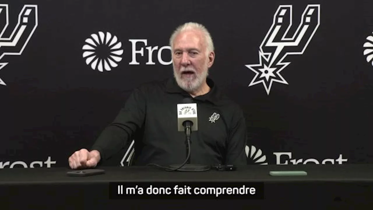 Gregg Popovich à propos de Victor Wembanyama : « Un QI basket à la Tim Duncan »