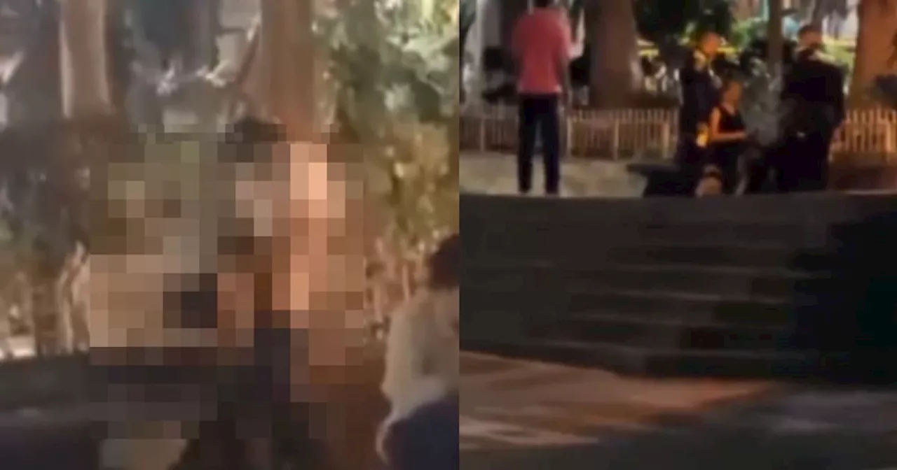 Sorprenden a pareja teniendo relaciones sexuales en pleno parque