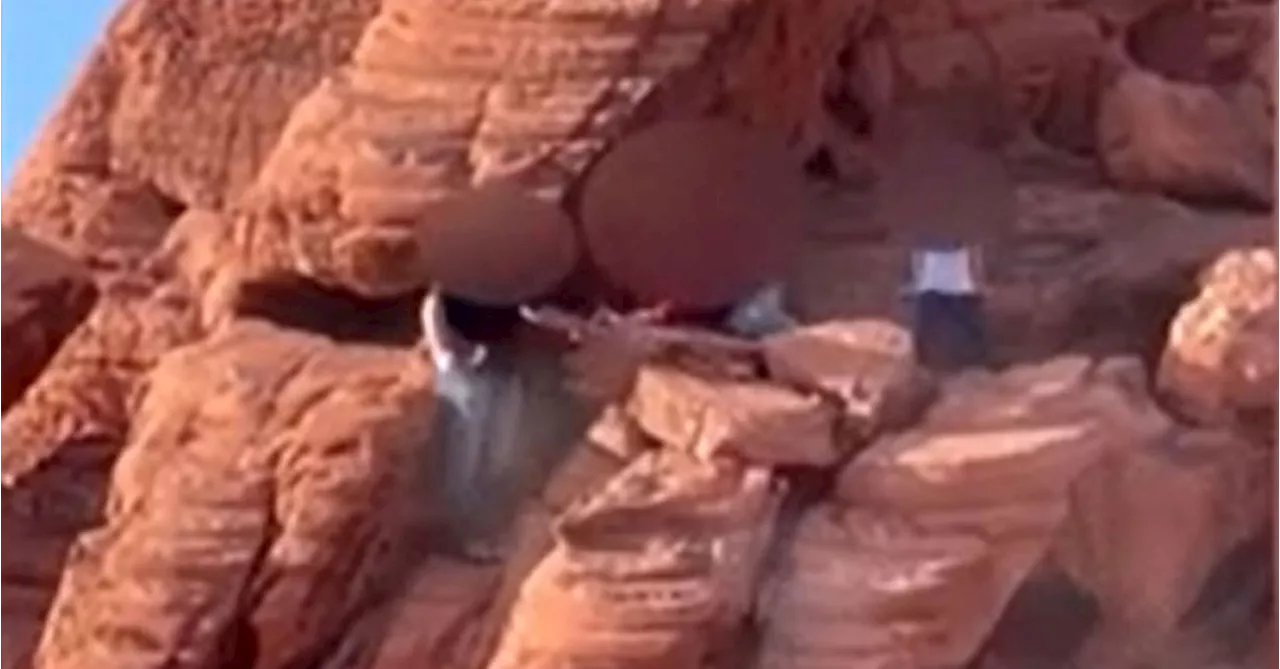 Two people caught on video destroying ancient rock formations in US