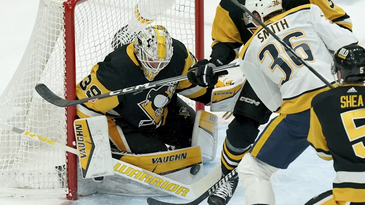 Crosby scores 42nd goal, Penguins keep playoff hopes alive with 4-2 win over Predators