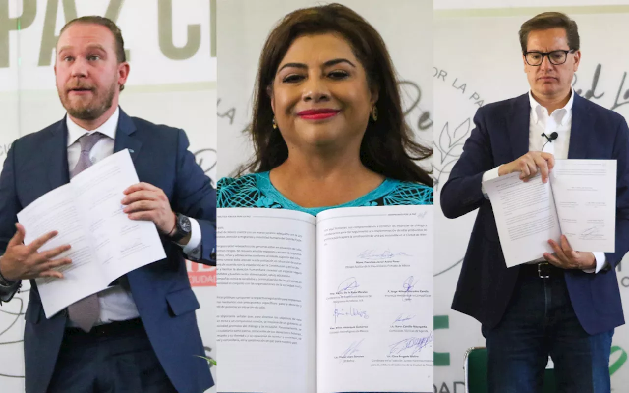 Candidatos de la CDMX firman Compromiso por la Paz; Brugada difiere con diagnóstico de violencia