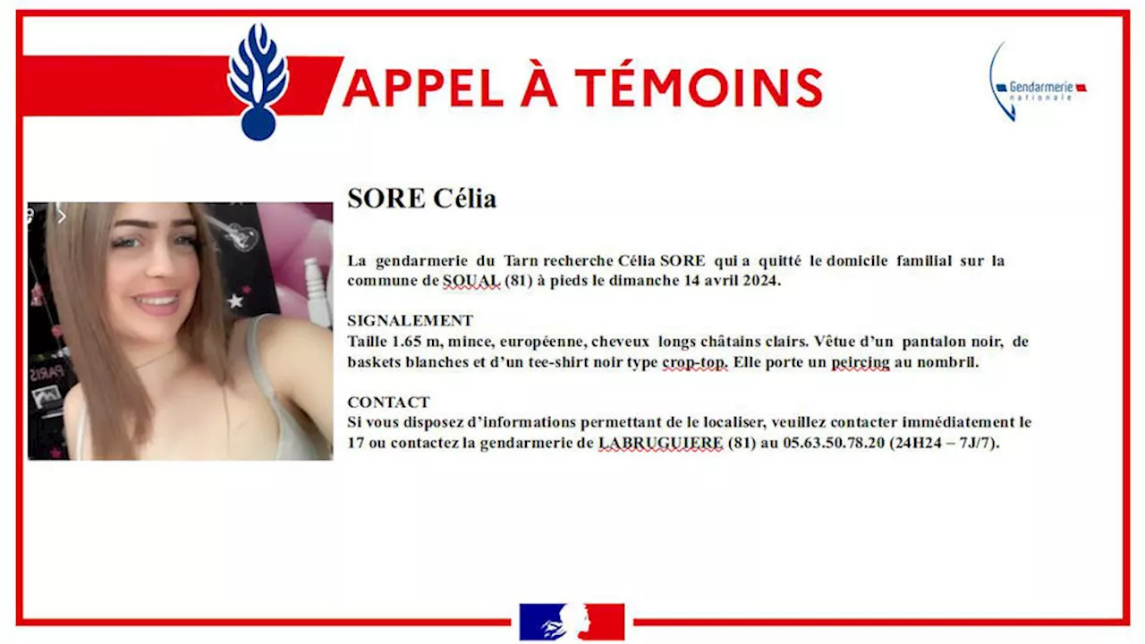 Disparition inquiétante de Célia : ce que l'on sait