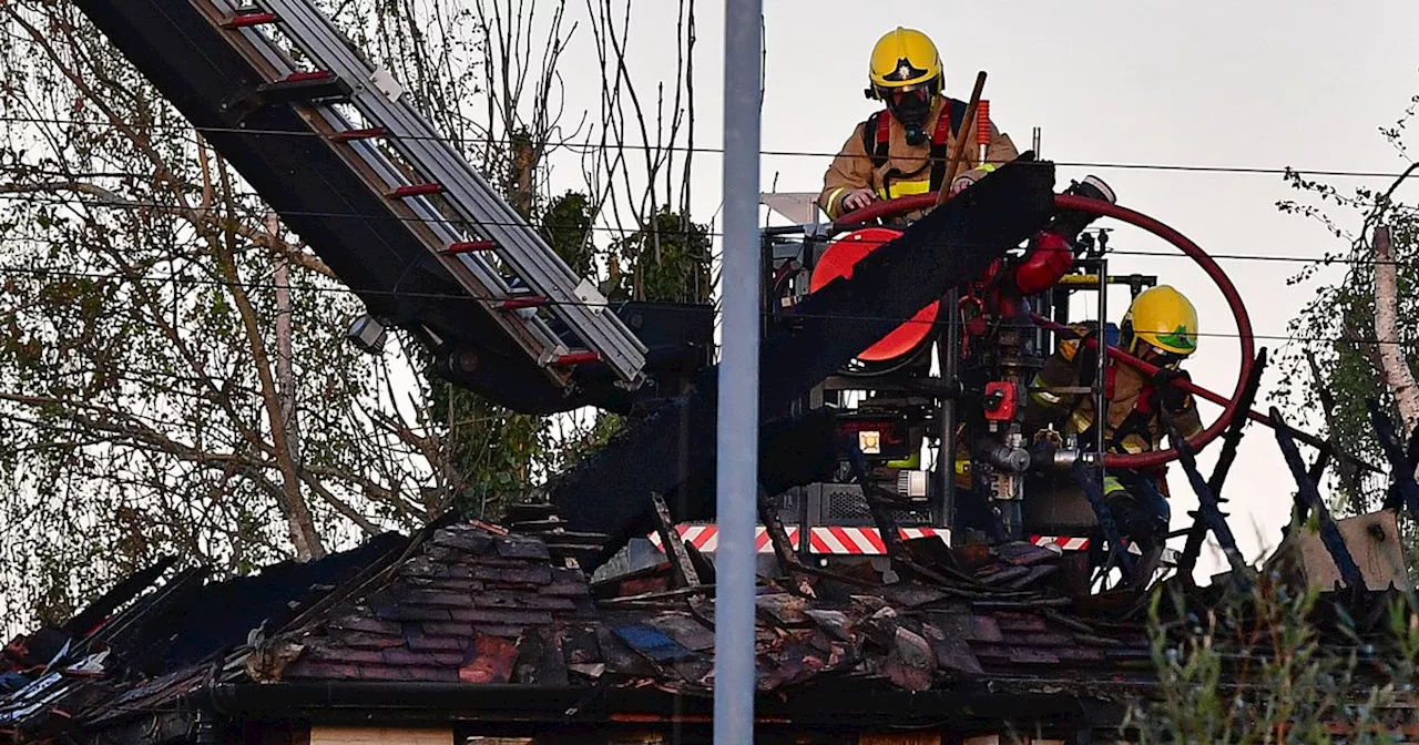 Roof collapses as 'serious' fire completely guts home