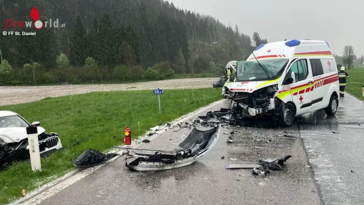 Ktn: Pkw kollidiert in Dellach / Gail frontal mit Rettungswagen → mehrere Verletzte