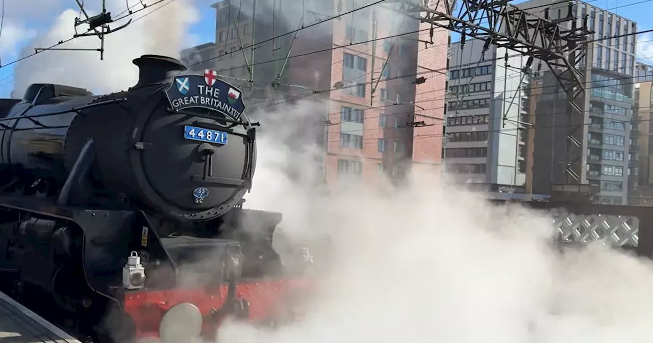 Two steam engines visit Glasgow Central in 'great morning' for delighted trainspotters