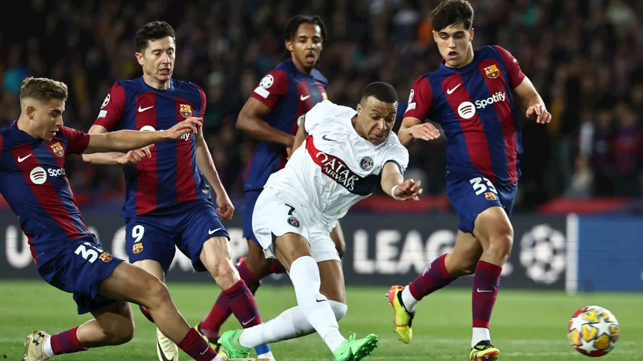 Mbappe’s PSG punish 10-man Barca to reach Champions League semis