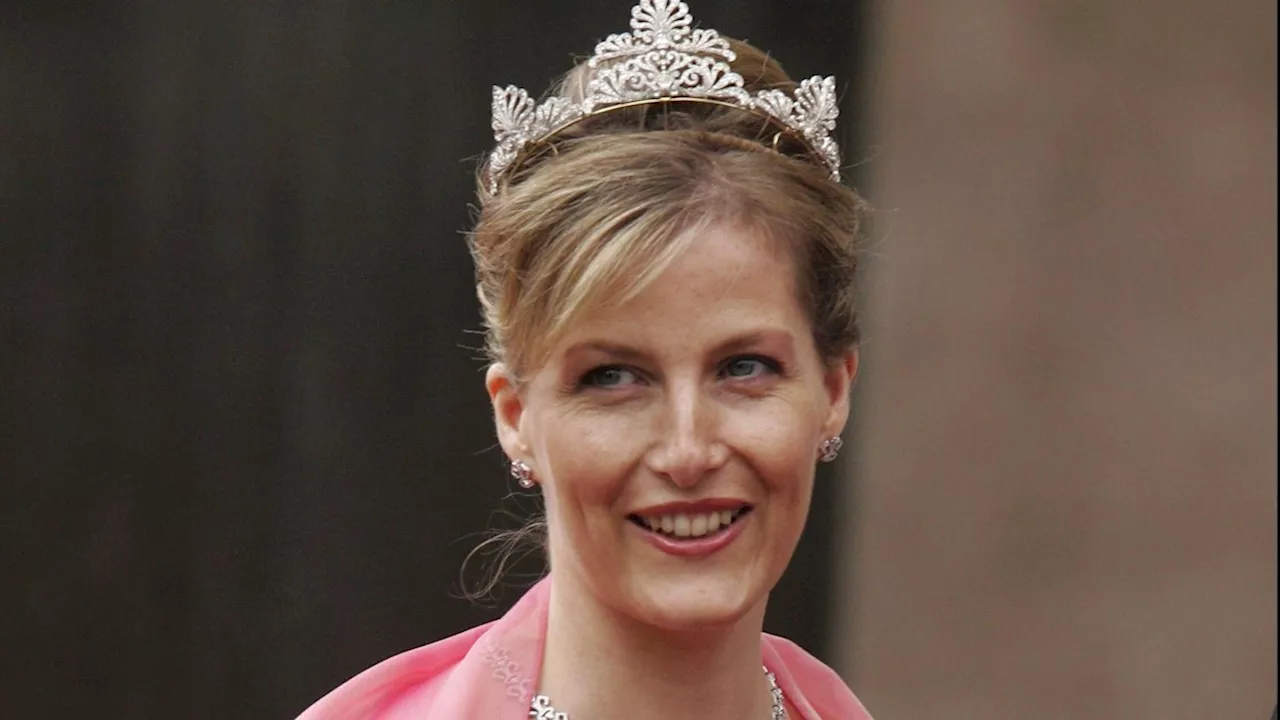 Duchess Sophie was dripping in diamonds in bridal tiara and hot pink wedding guest dress