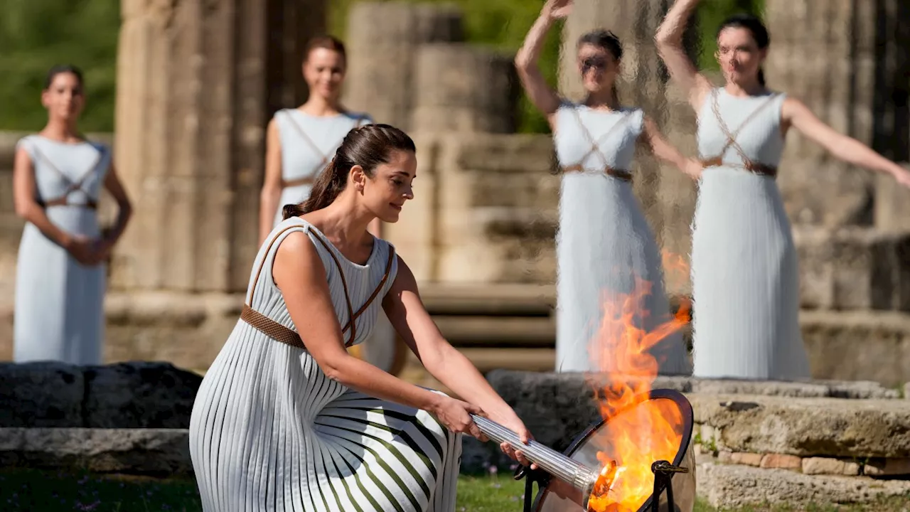 Olympic torch begins journey to Paris after lighting ceremony in Greece's ancient Olympia