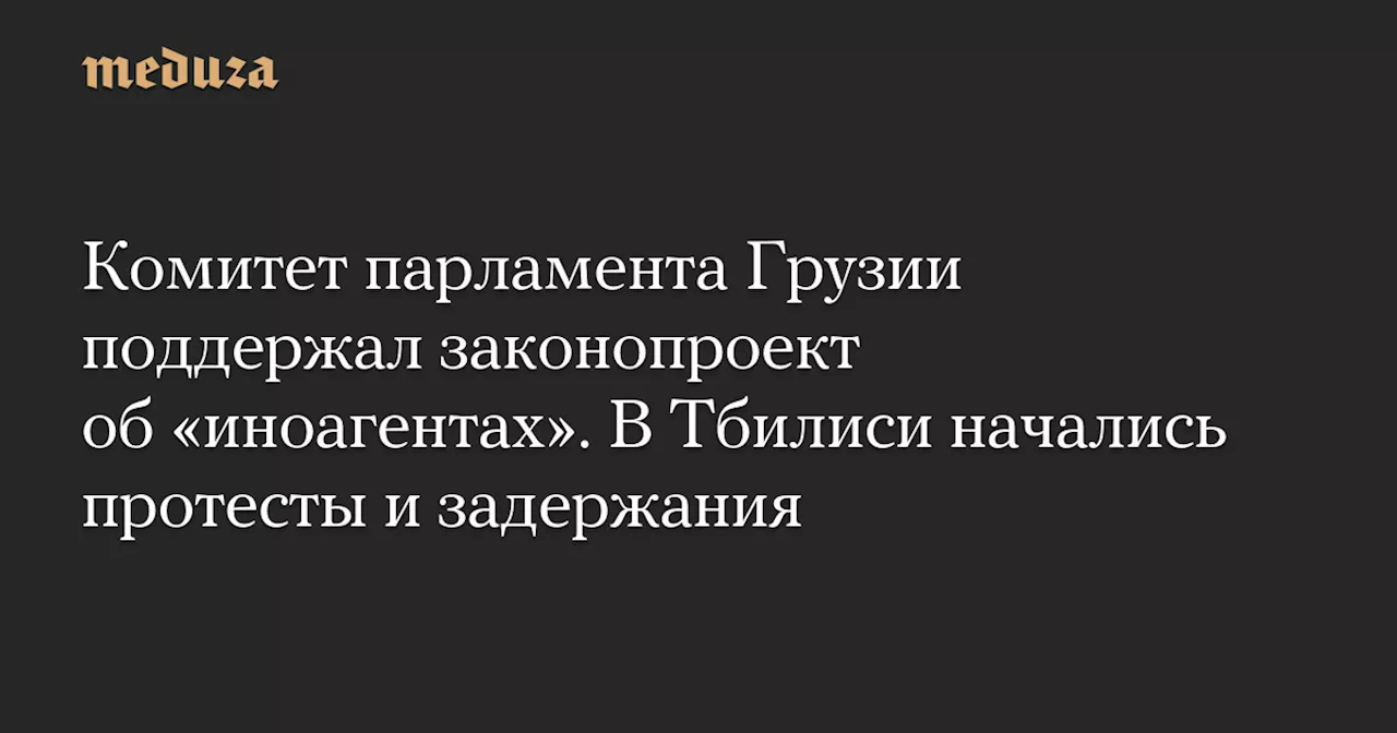 Комитет парламента Грузии поддержал законопроект об «иноагентах». В Тбилиси начались протесты и задержания — Meduza