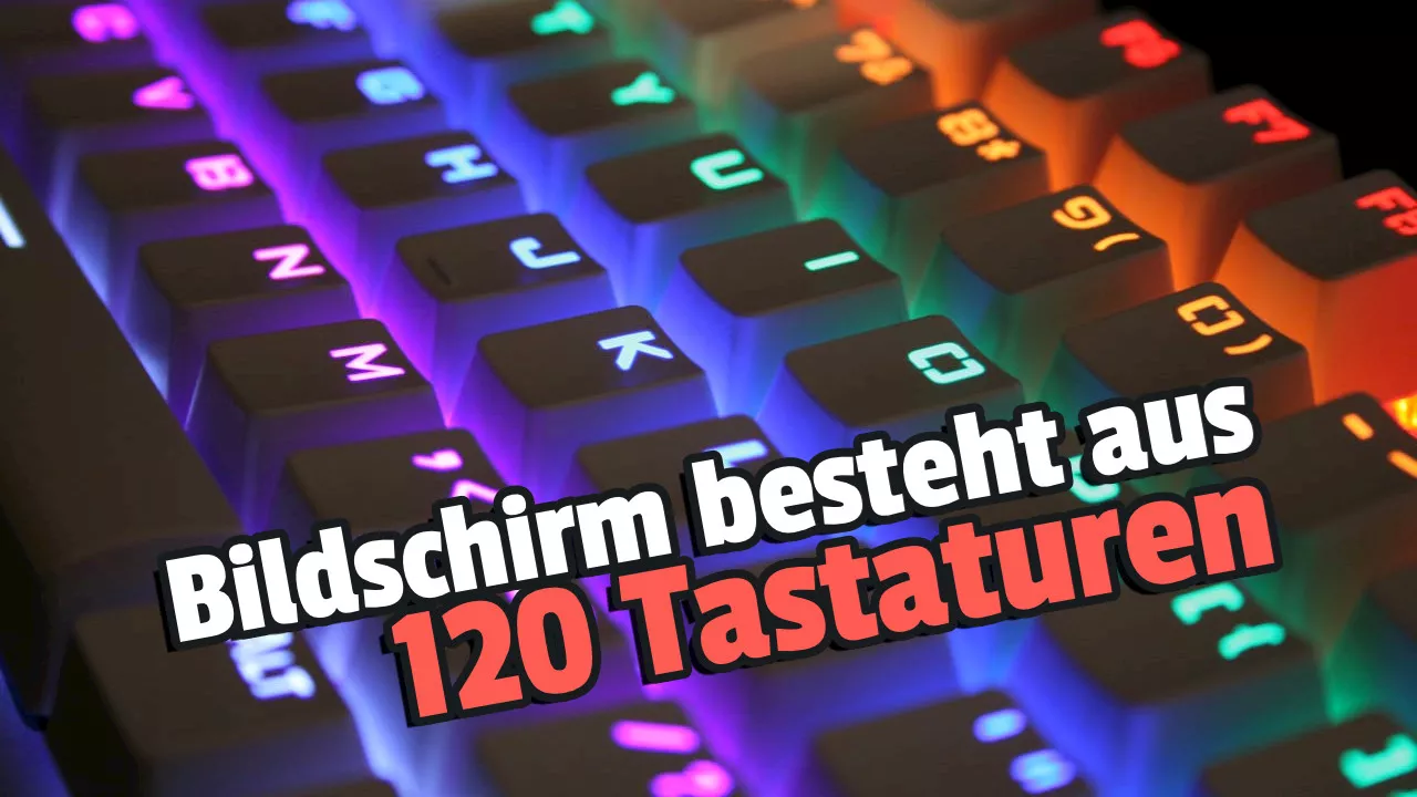 RGB-Experte kombiniert 120 Gaming-Tastaturen zu beeindruckendem Bildschirm mit 12.600 Tasten als LEDs