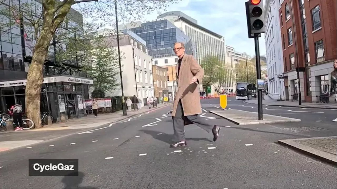 Bill Nighy thanks cyclist for stopping at red traffic light