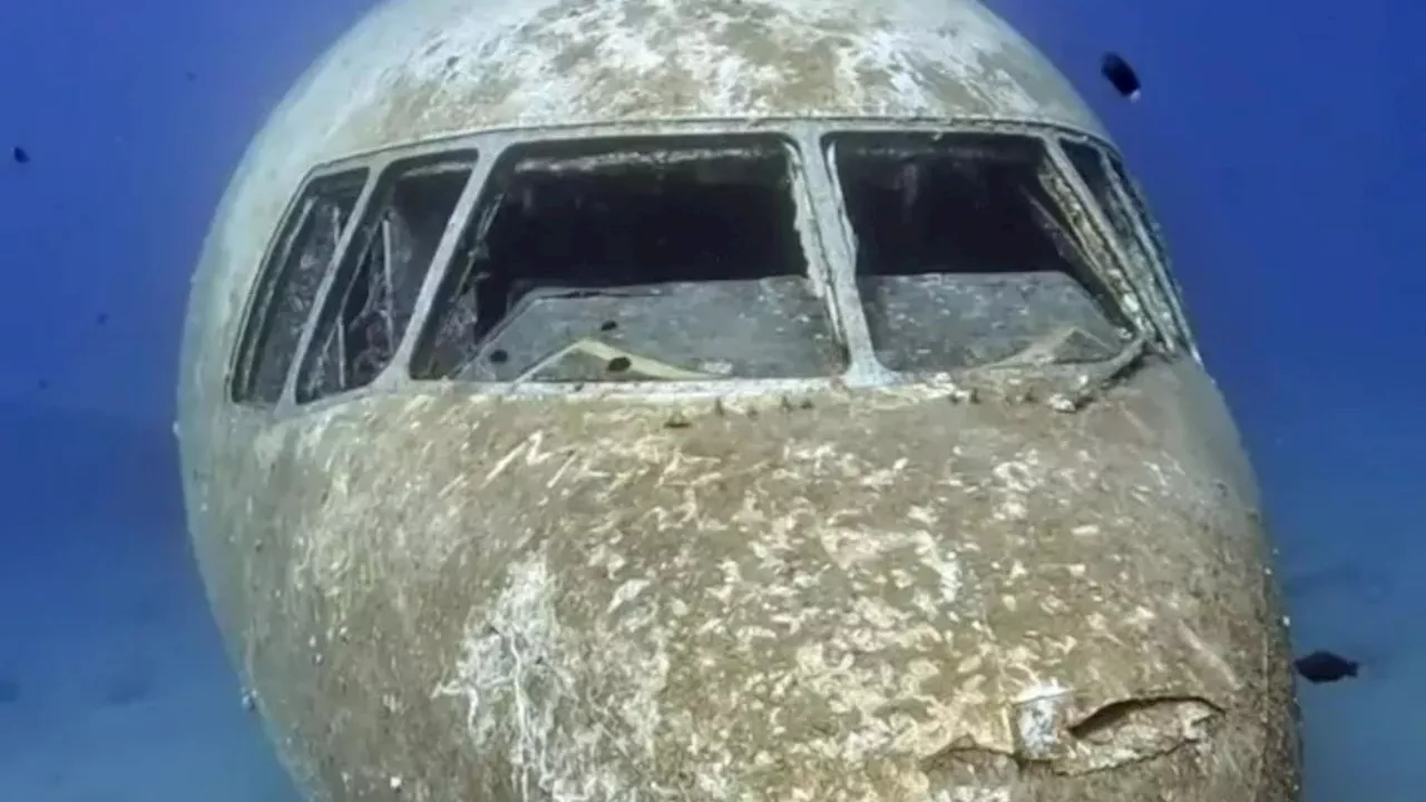 Eerie footage of abandoned passenger plane sunk on purpose and once mistaken for missing MH370 wreckage...