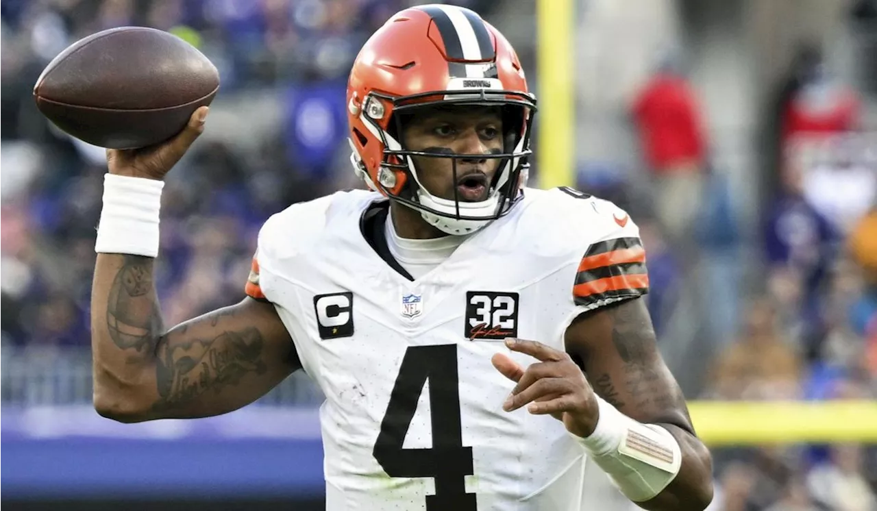 Browns QB Deshaun Watson throwing full speed after shoulder surgery. Timetable for return unknown