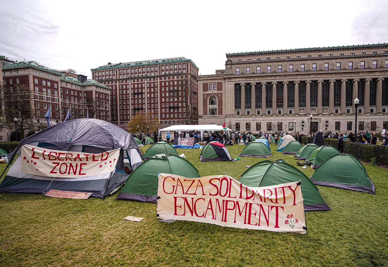 Columbia University students hold pro-Palestine protest on campus’ great lawn as president testifies on