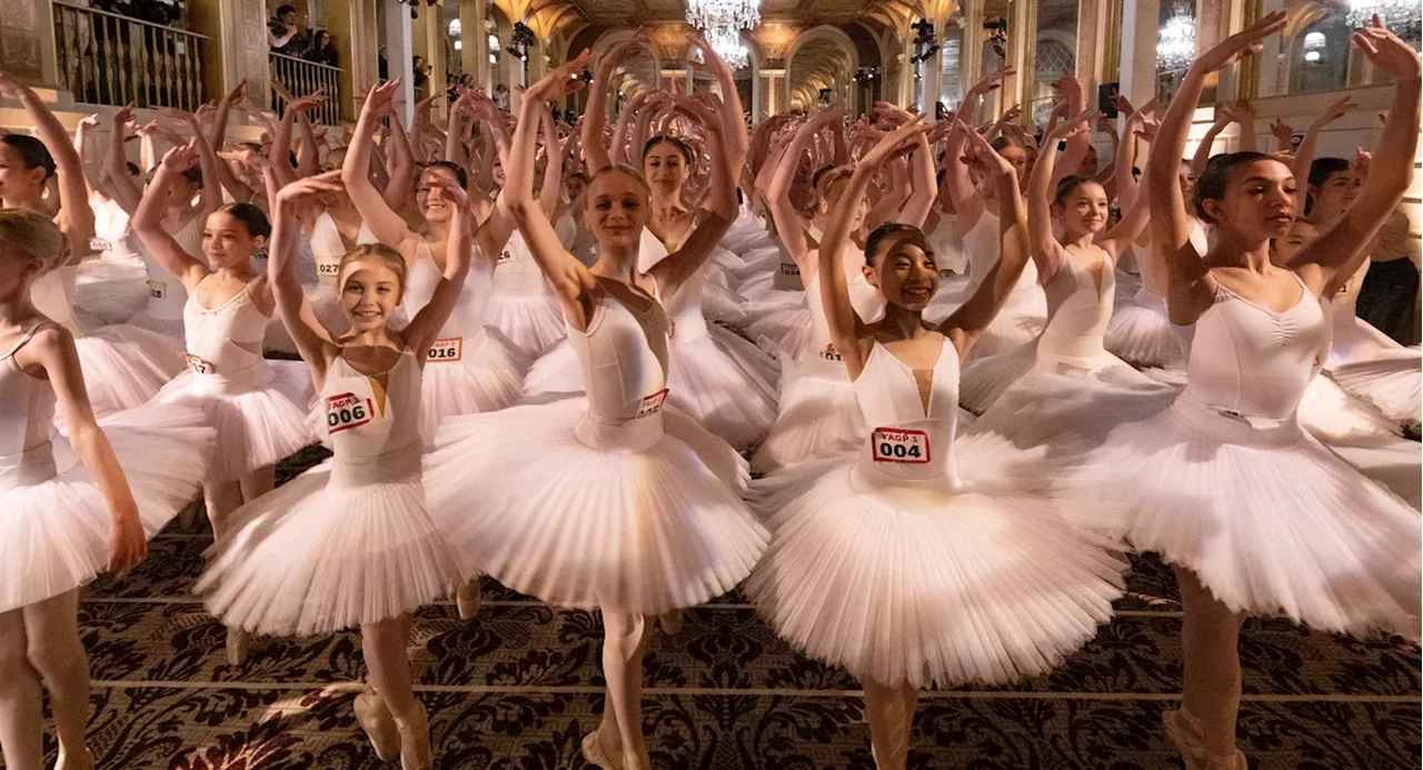 Ballerinas flood NYC's Plaza Hotel to stomp a Guinness World Record on their tiptoes