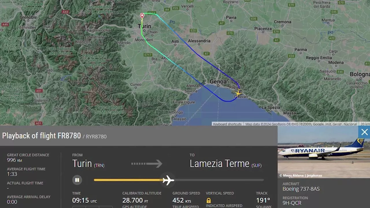 Morto in volo: la verità sul tragitto dell'aereo atterrato a Caselle visto da flightradar24