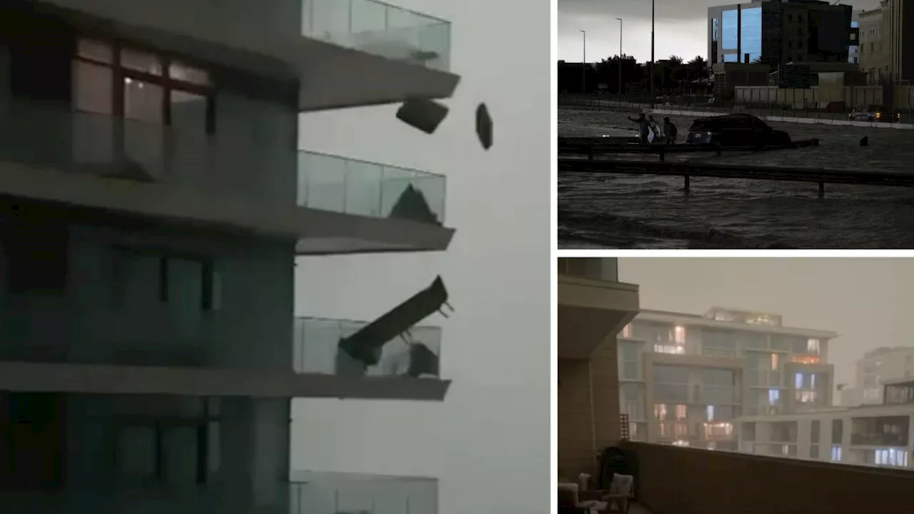 Dubai left underwater as fierce storm hits millionaires' playground with roads, airports and shopping malls...