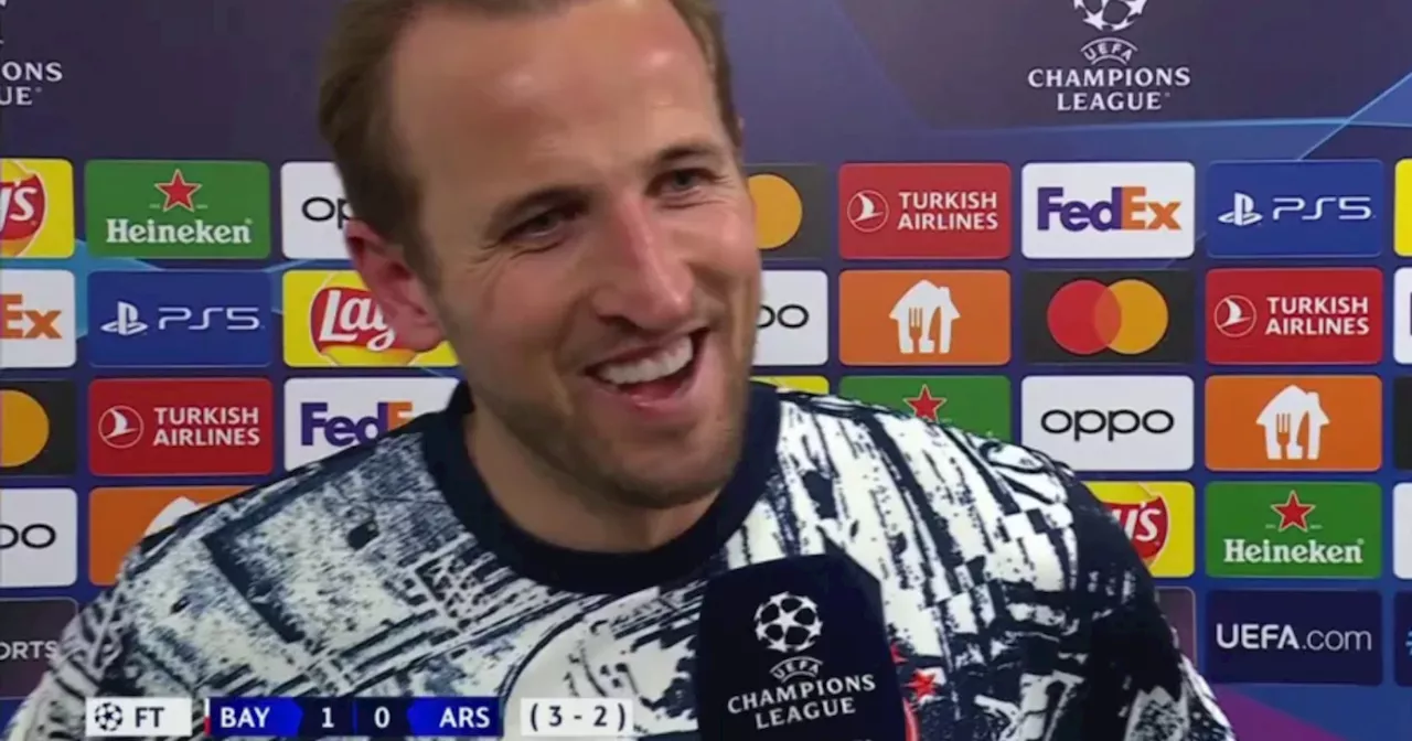 Harry Kane reacts to knocking Arsenal out of the Champions League