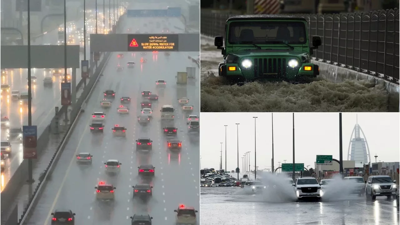 Planes navigate submerged runways after vicious storm causes major flooding