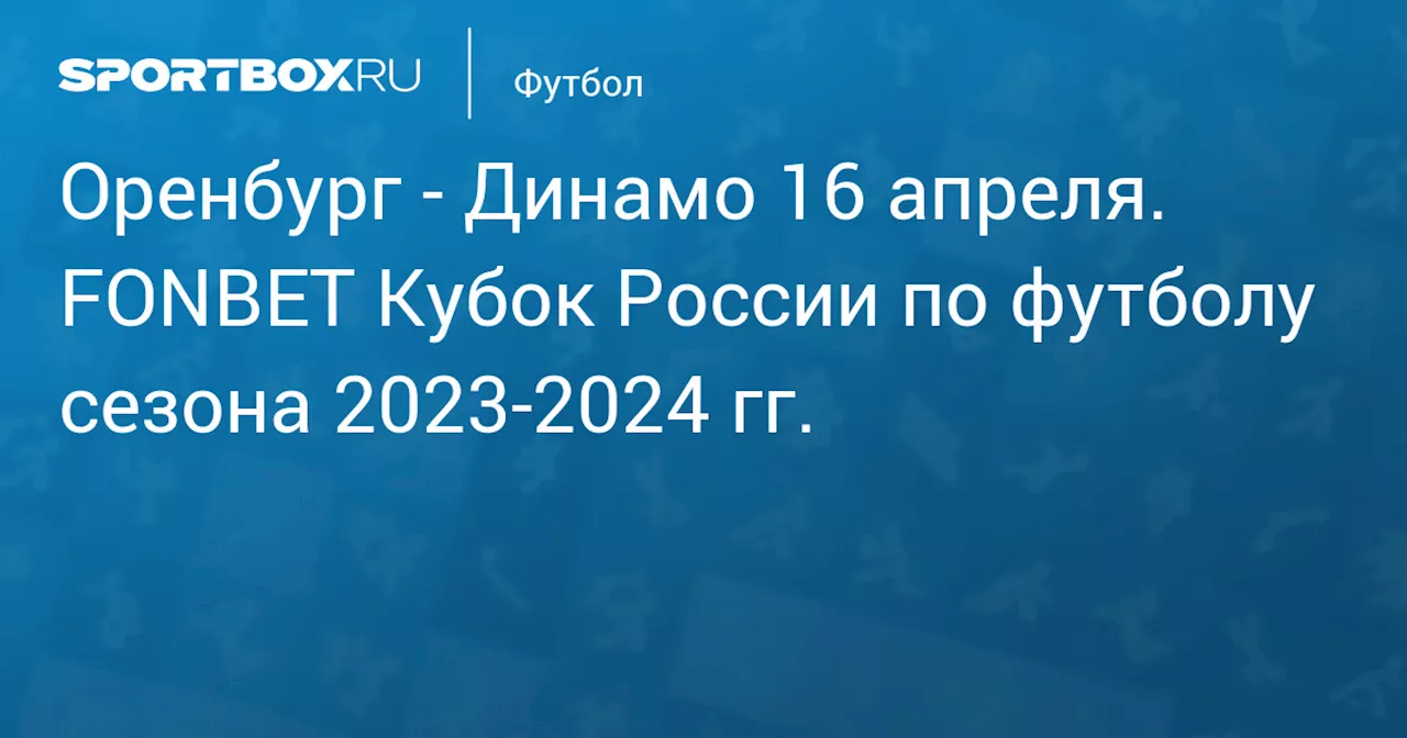 Динамо 17 апреля. FONBET Кубок России по футболу сезона 2023-2024 гг.. Протокол матча