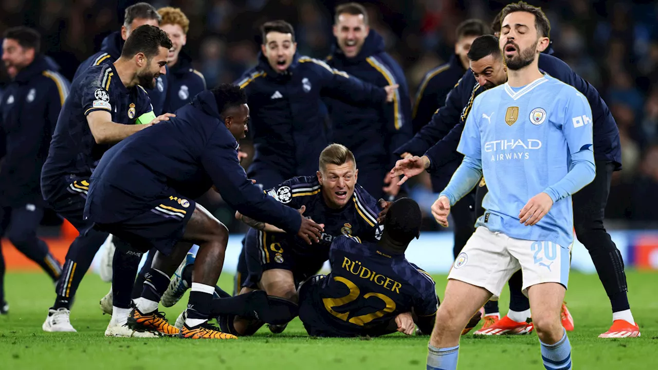 Man City’s treble dream over as they crash out of Champions League in penalty shootout defeat to Real M...