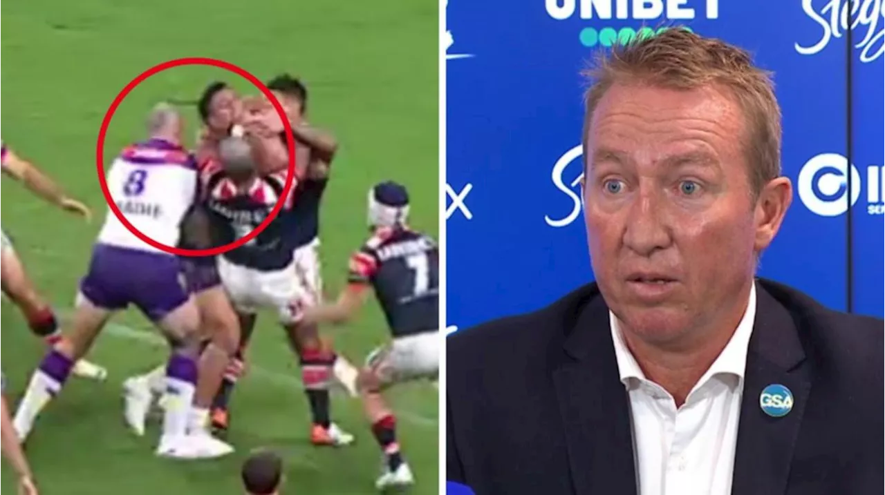 Roosters coach Trent Robinson fumes after controversial call helps Storm to narrow win