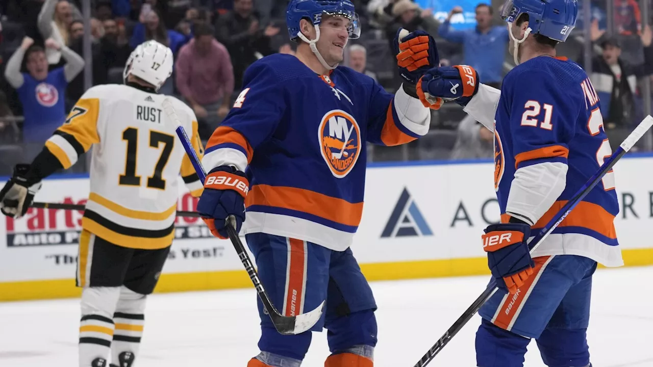 Holmstrom scores go-ahead goal in Isles' win over Penguins. Sorokin stops Crosby's late penalty shot