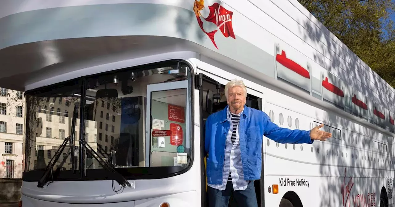 Sir Richard Branson 'sails' around London handing out free Virgin cruise tickets