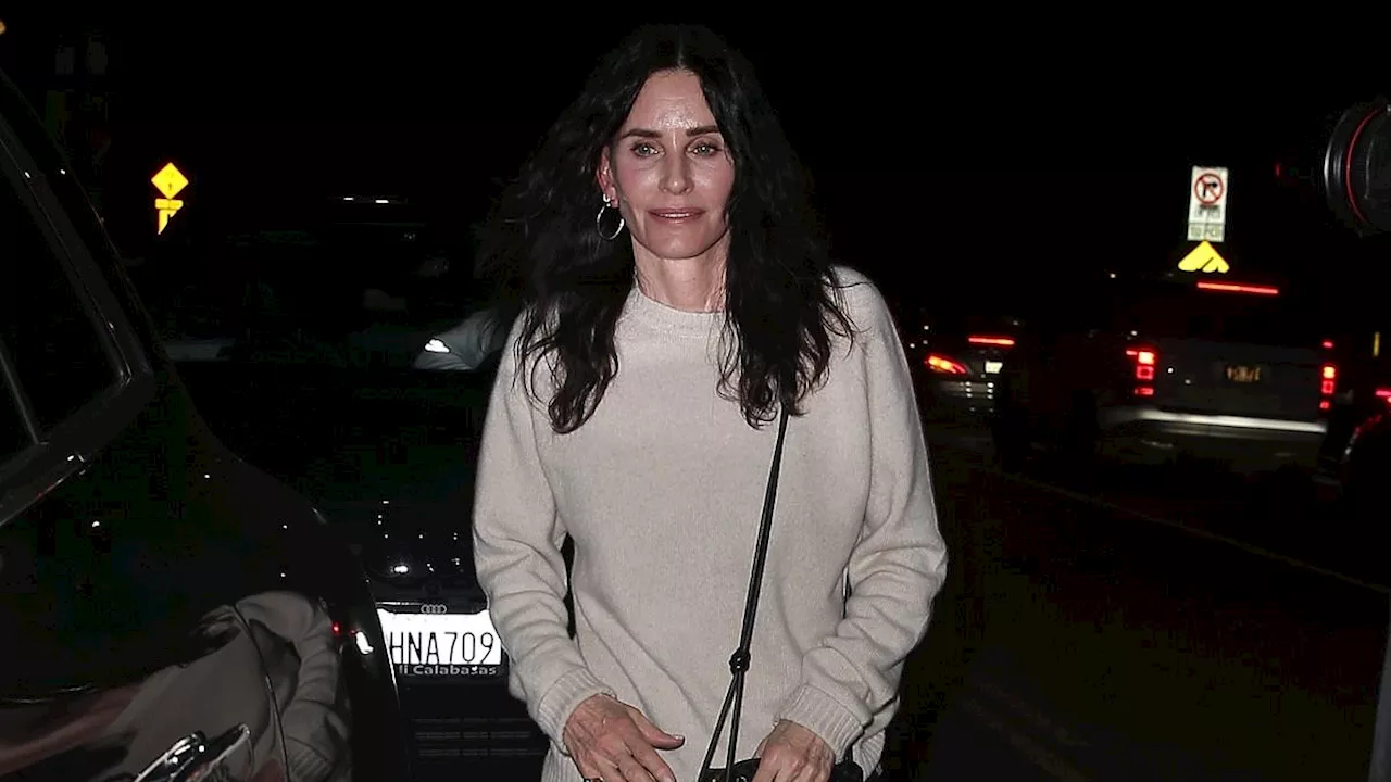 Courteney Cox looks elegantly chic as she joins friends for dinner at celebrity hotspot Giorgio...